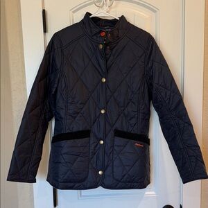 Barbour Navy Quilted Jacket with Gold Buttons